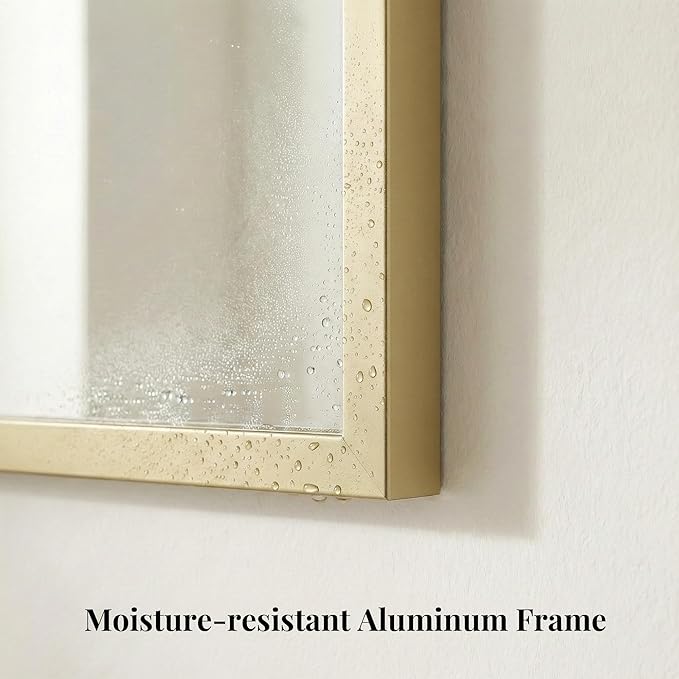 30"x36" Gold Bathroom Mirror for Wall, Metal Framed Vanity Mirror, Large