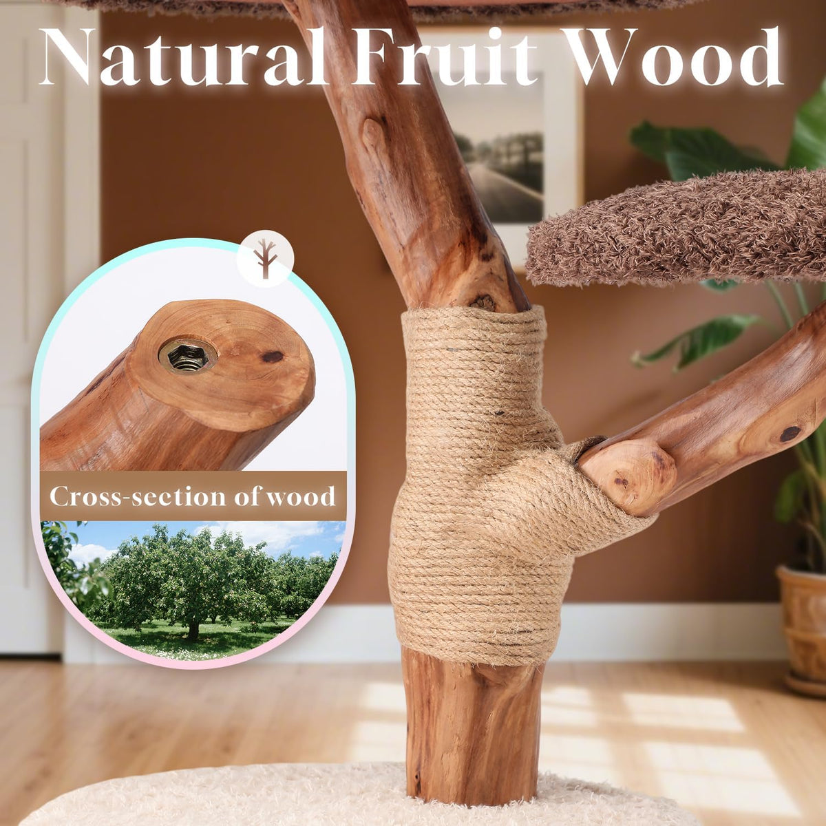 54.7'' Tall Modern Wood Cat Tree with 3 Level House, Luxury Cat Tower for Home Decoration, Large Cat Condo for Multi-Cat Families