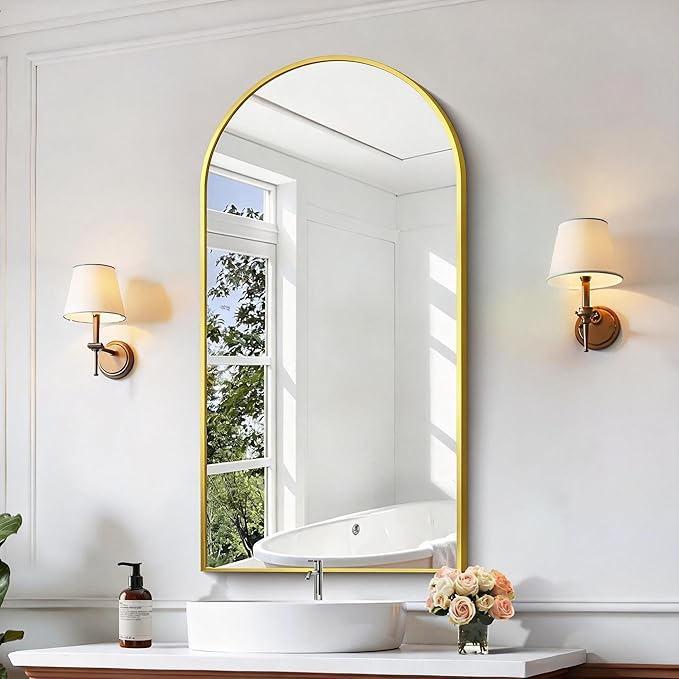 CIRCUMI Arched Wall Mirror, Metal Frame, Large Size