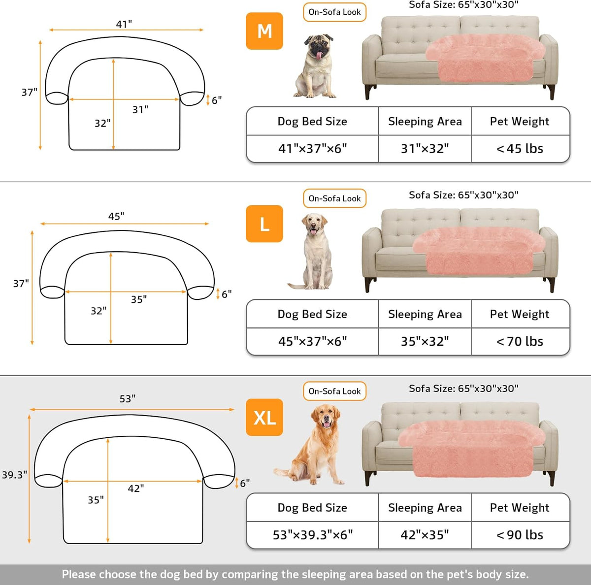 GGIB Calming Dog Bed Fluffy Plush Dog Mat for Furniture Protector with Removable Washable Cover for Large Medium Small Dogs and Cats (Extra Large (53x39.3x6), Pink)