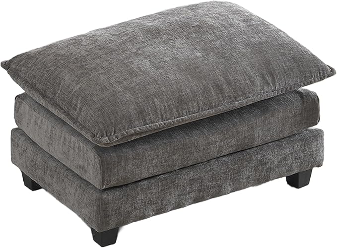 Ottoman for Moudua l Sectional Cloud Sofa | Space-Saving Apartment Couch with 29.1" Deep Seat & Footrest | FSC Certified Solid Wood & Metal Frame | Easy Assembly & 1YR Guarantee l Grey
