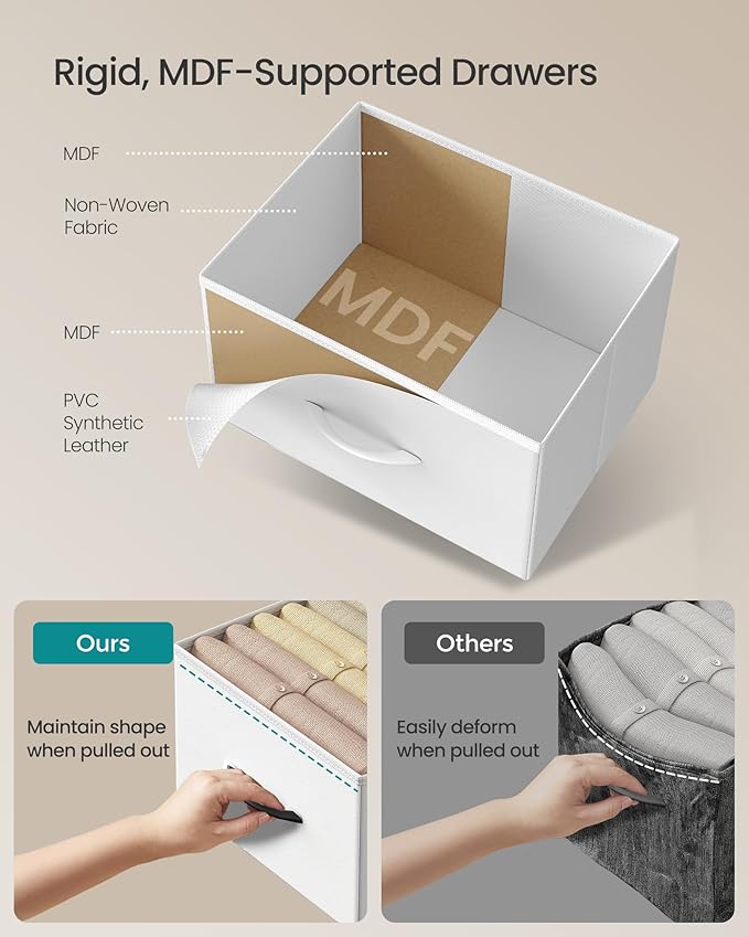SONGMICS Dresser for Bedroom, Chest of Drawers, 5 Non-Woven Fabric Drawers