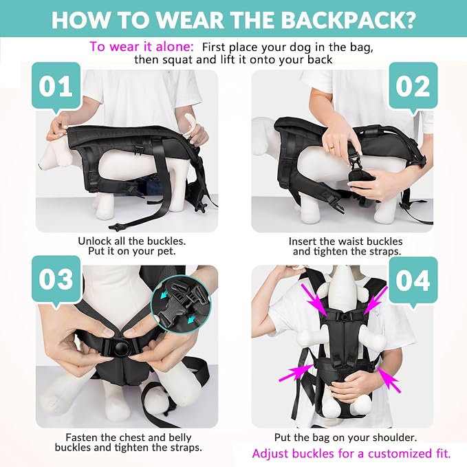Lukovee Dog Backpack Carrier, Adjustable Front Carrier for Small Breeds | Legs Out Easy-fit, Hands Free, Lightweight, Dog Chest Pack for Hiking Travel Cycling Outdoor (B,Small)