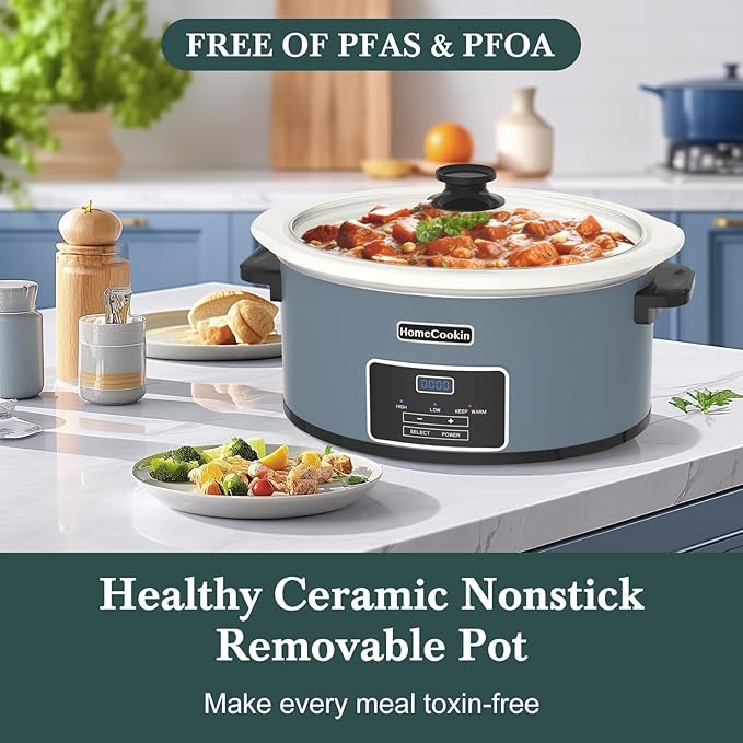 HOMECOOKIN 6-Quart Programmable Slow Cooker