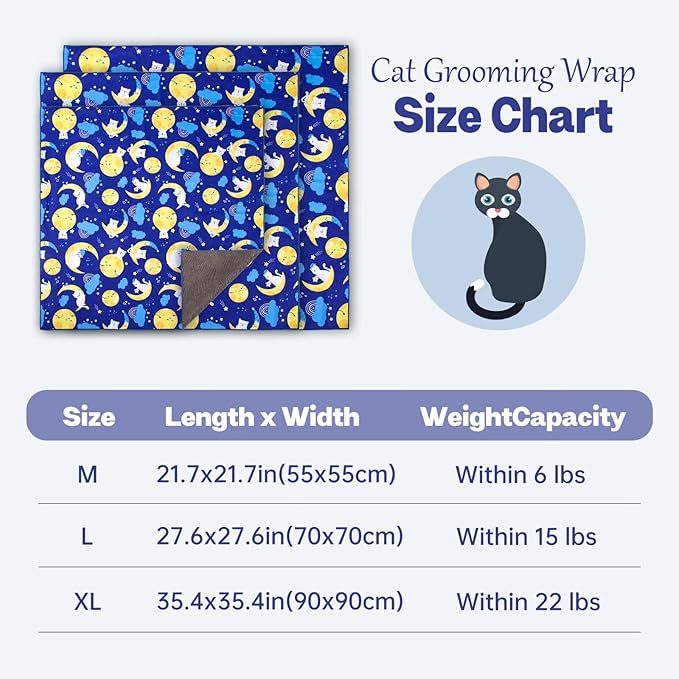 Paw Legend 27.6" Cat Wrap for Grooming Cat Wrap for Cutting Nails Cat Restraint for Nail Clipping Self Adhesive Blanket Restraint Cloth for Cats Within 15lbs