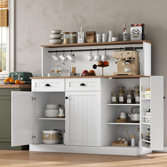 Sideboard Buffet Cabinet with 2 Drawers, Farmhouse Kitchen Pantry with