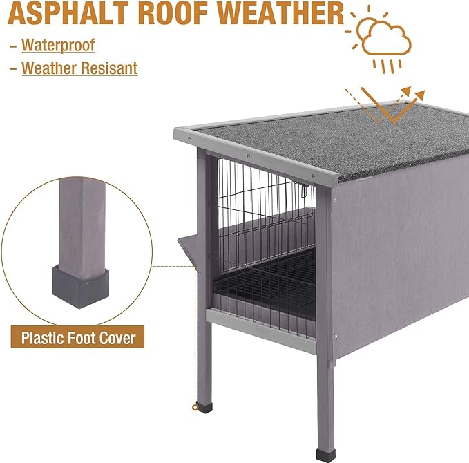 Rabbit Hutch Indoor Rabbit Cage with Metal Wire Pan,Outdoor Bunny cage with Pull Out Tray