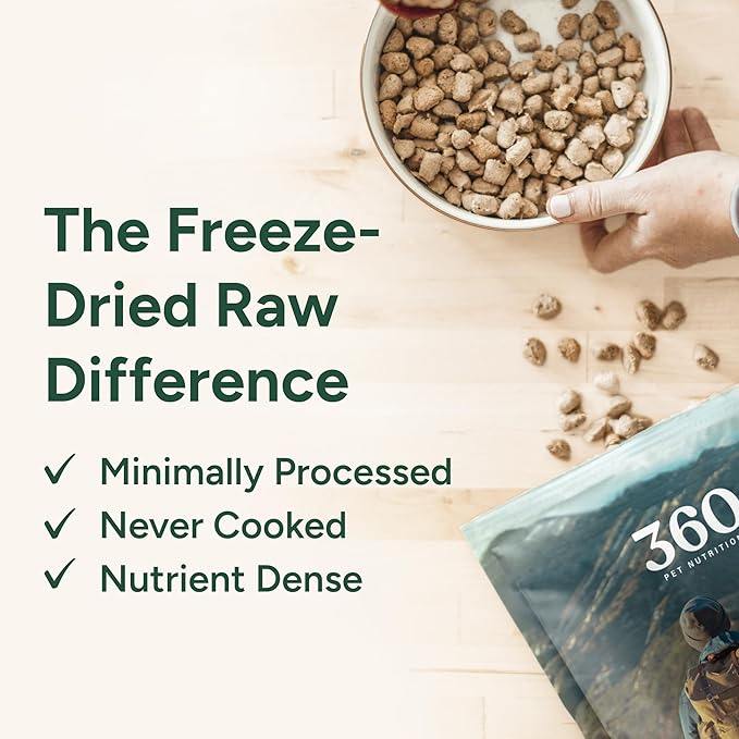 360 Pet Nutrition Freeze-Dried Raw Dog Food – Chicken Recipe with Liver & Organs, High Protein, Omega-3s, Fruits, Veggies & Superfoods, Grain-Free, No Fillers 2 x 48 oz Made in USA