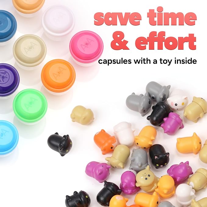 Farm Animals Figurine Toys in Capsule - 250 Pcs -1.1 Inch Plastic Capsules with Assorted Animals Mini Figurines for Kids - Easter Eggs with Toys - Toy Vending Machine Refill