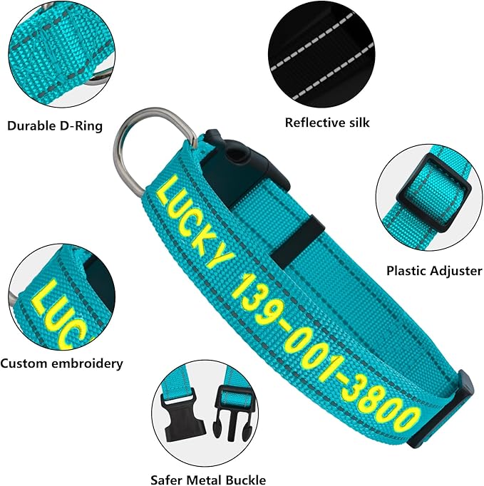 DIY Personalized Embroidered Dog Collar - Custom Hand-Stitched Name & Number, Reflective Adjustable Pet Collar for Small/Medium/Large Dogs & Cats, Durable Nylon with Steel D-Ring (Purple, Small)