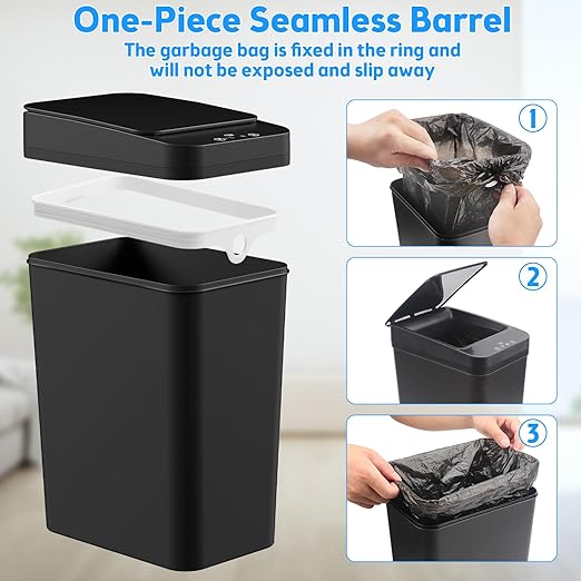 Bathroom Trash Can with Lid, 2 Pack 4 & 2.2 Gallon Automatic Touchless Garbage