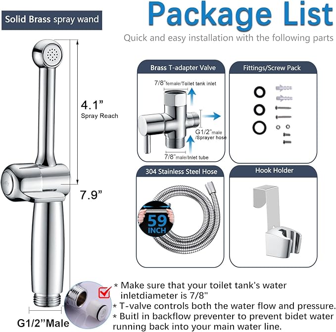 SonTiy Handheld Bidet Sprayer for Toilet, Adjustable Water Pressure Control
