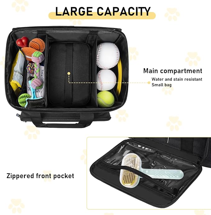 Pet Grooming Bag, GMAK Pet Grooming Tote Bags Supplies Organizer Case Dogs Cats Tools Organizer Tote for Pets Grooming Tools Kit, Clippers, Brush, Scissors or Other Pets Care Supplies, Black(Bag Only)