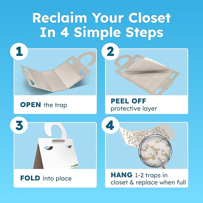 BugMD Clothes & Pantry Moth Traps – Sticky Glue Pheromone-Based Repellent