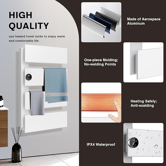 K&KALONZO Electric Towel Warmer, 18.35" W x 31" H Wall-Mounted Towel Heater