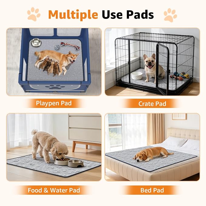 LOOBANI Reusable Pee Pads for Dogs Extra Large,36"x72", Gray | Non-Slip Washable Dog Mat For Hallway Runner, Floor, Bed, Fast Absorbent, Non-Slip, Waterproof, Leakproof