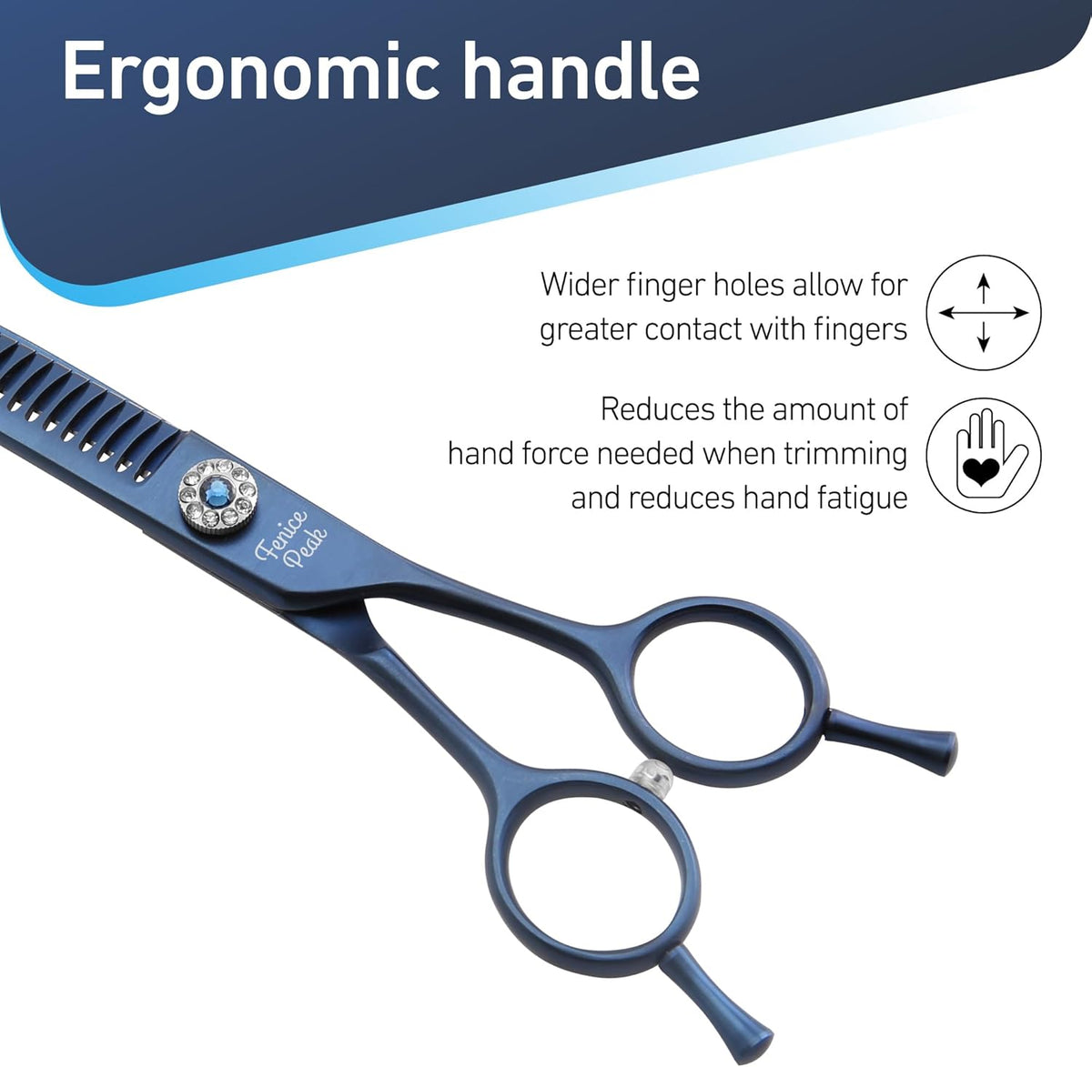 Fenice Peak Professional Dog Grooming Scissors Pet Curved Chunker Shears 7.0'' Extremely Sharp Blades 440C Steel Thinning Scissors Durable Smooth Motion&Fine Cut for Dogs and Cats