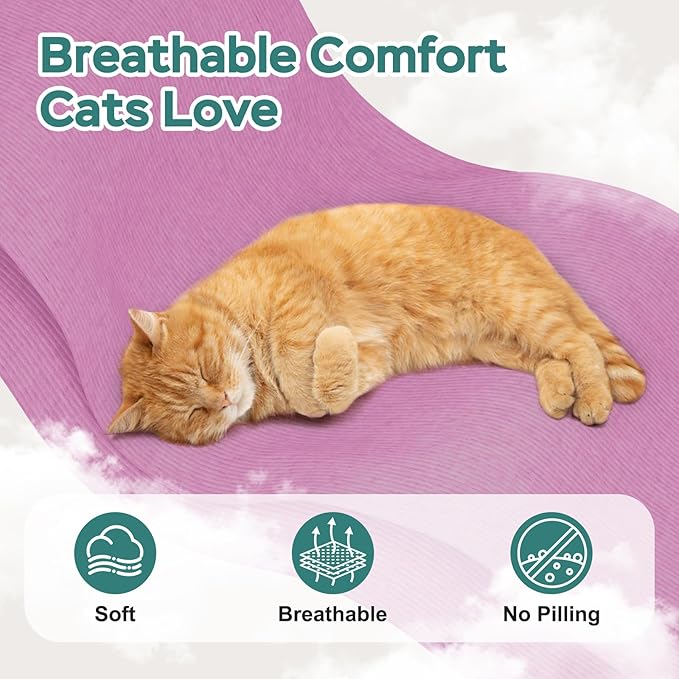 Self-Adhesive Cat Grooming Wrap, Cozy Cat Wrap for Cutting Nails, Breathable Anti-Scratch Cat Swaddle Bag for Brushing, Ear Cleaning, Dental Care, Medication, Injections,Pinkish Purple L