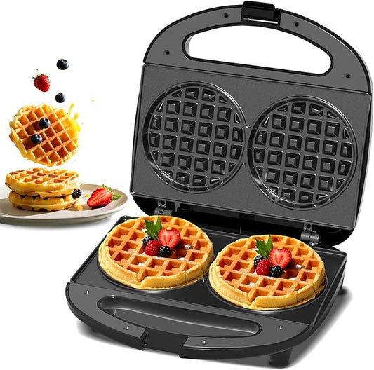 OSTBA Mini Waffle Maker 750W, Double 4-Inch Belgian Waffles Iron, Nonstick