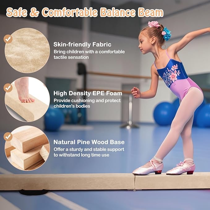 Giantex 7FT/8FT/9FT Balance Beam, Folding Gymnastics Beam w/Carry Handles