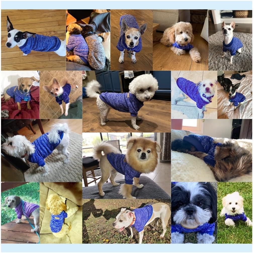 Jecikelon Dog Clothes Dogs Sweater Soft Puppies Clothing Winter Puppy Sweaters Warm Outfit for Dogs Small XXS XS Cat Apparel (Dark Blue, L)