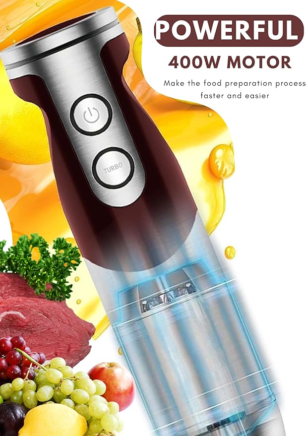 MegaWise Pro Titanium Reinforced 5 in1 Immersion Hand Blender, Powerful
