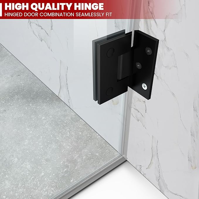 Bathroom Frameless Shower Door 24" W*72" H, 5/16" Clear Tempered Glass Hinged
