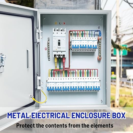 Outdoor Electrical Box 12 x 8 x 6''D NEMA 4X Enclosure Steel Box, Waterproof &