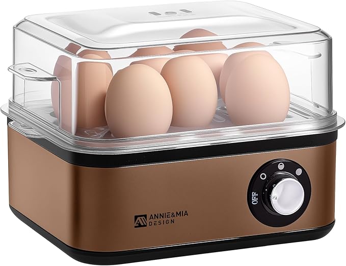 Annie & Mia Design Electric Egg Cooker, Stainless Steel 8 Egg Capacity egg