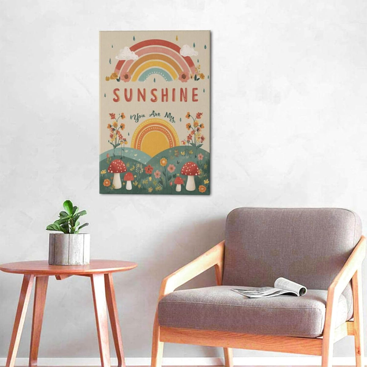 You Are My Sunshine Inspirational Canvas Wall Art Motivational Encouragements Wall Decor First Communion Gifts for Girls Boys Toddler Teens Pictures Painting Print Artwork Framed Decorations Nursery Dorm Bedroom 16"x24"
