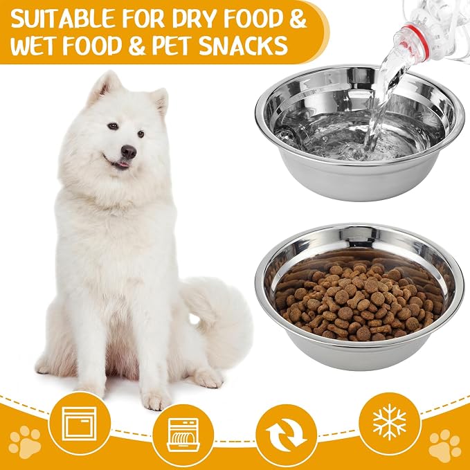 Patelai 12 Pcs Stainless Steel Dog Bowls 7.9" with Silicone Lids Portable Food and Water Dishes for Pets Sealable Containers for Small Medium Dog Cat Indoor (Red,Blue,Green,Purple,Yellow,Orange)