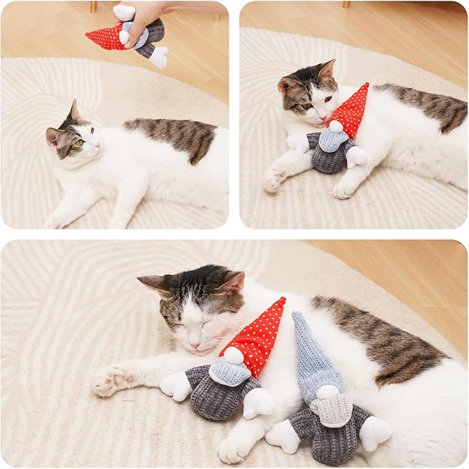 Catnip Toys for Indoor Cats, Paper Sounds 3PCS Plush Rope Cat Chew Toys, Bite Resistant Teething Interactive Catnip Filled Kitten Toy Soft Pet Toy