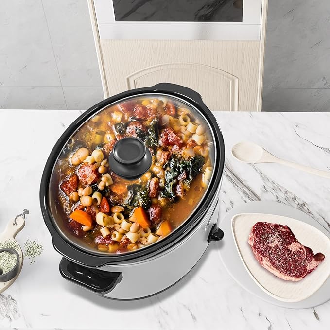 HOMECOOKIN 8 Quart Slow Cooker Oval Manual Pot Food Warmer
