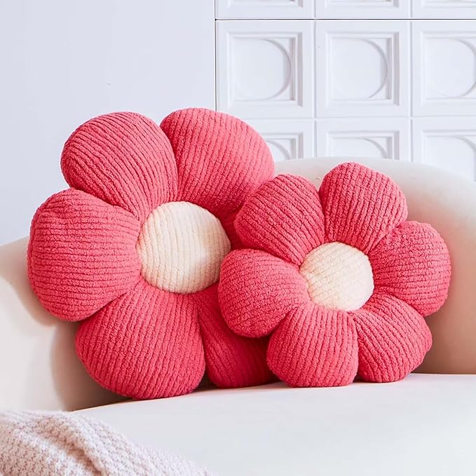 VBGYA Flower Pillow, Peach Pink Flower Decorative Throw Pillows for Bed Couch, Cute Flower Shaped Plush Aesthetic Pillow, Soft 19.6" Daisy Pillow Floor Pillow Seat Cushion