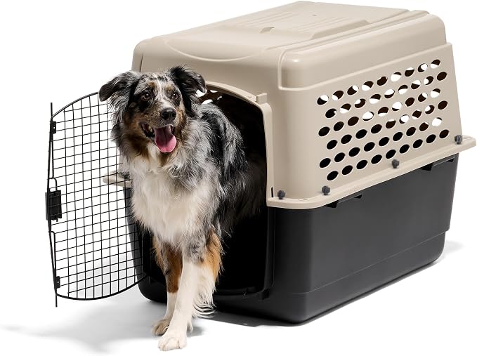 Petmate Vari Dog Kennel - Portable Dog Carriers & Crates for Large Dogs, Airline-Friendly, Durable Plastic, Pet Carrier For Home and Travel, 36 Inches, Taupe and Black