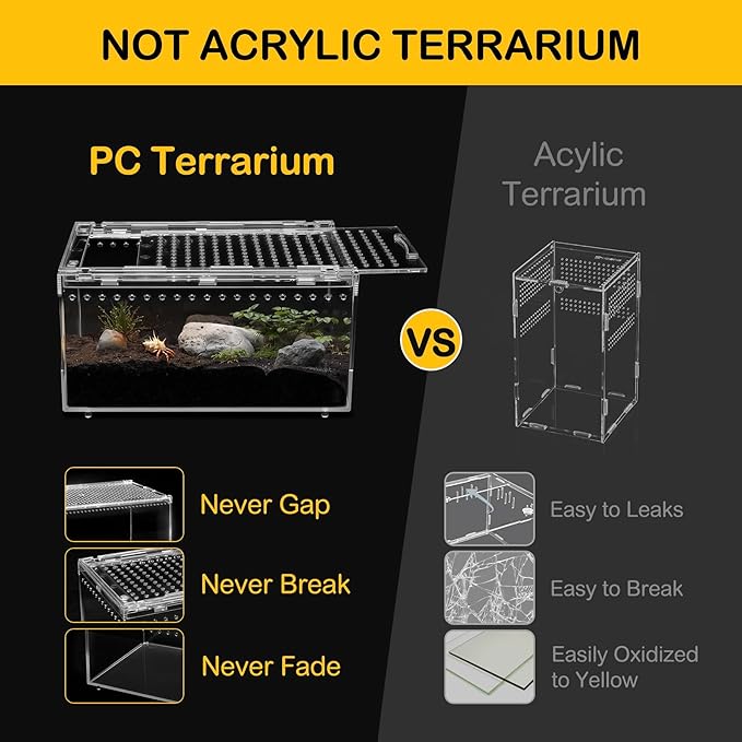 XLarge Reptile Terrarium Kit,Escape Proof Tarantula Enclosure,PC Starter Hermit Crab Tank,Spider Habitat for Praying Mantis Cage,Insect Housing,Lizard,Gecko Container,Bearded Dragon Vivarium