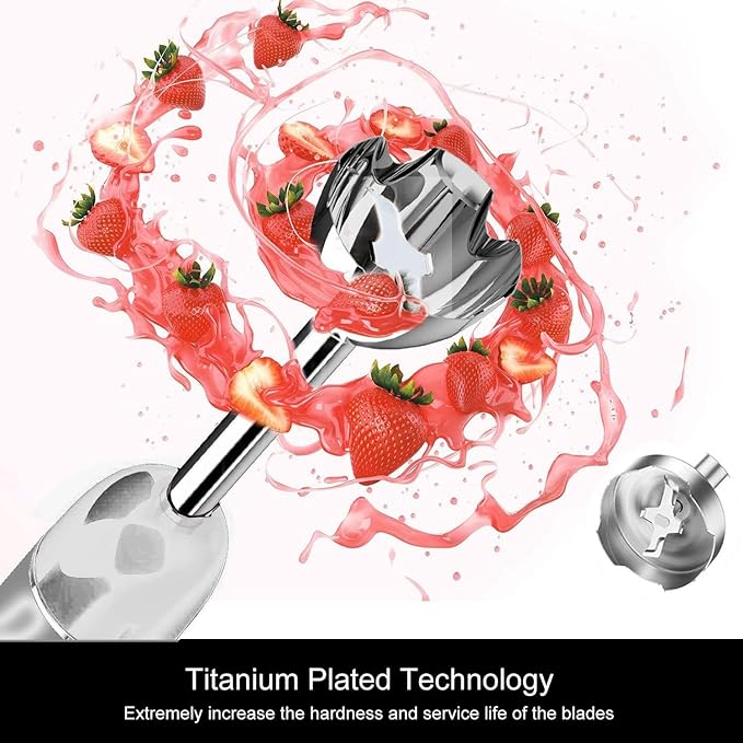 MegaWise Pro Titanium Reinforced 3-in-1 Immersion Hand Blender, Powerful Copper