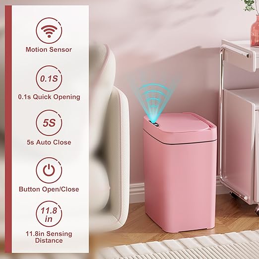 2 Pack 2.7 Gal Bathroom Trash Can