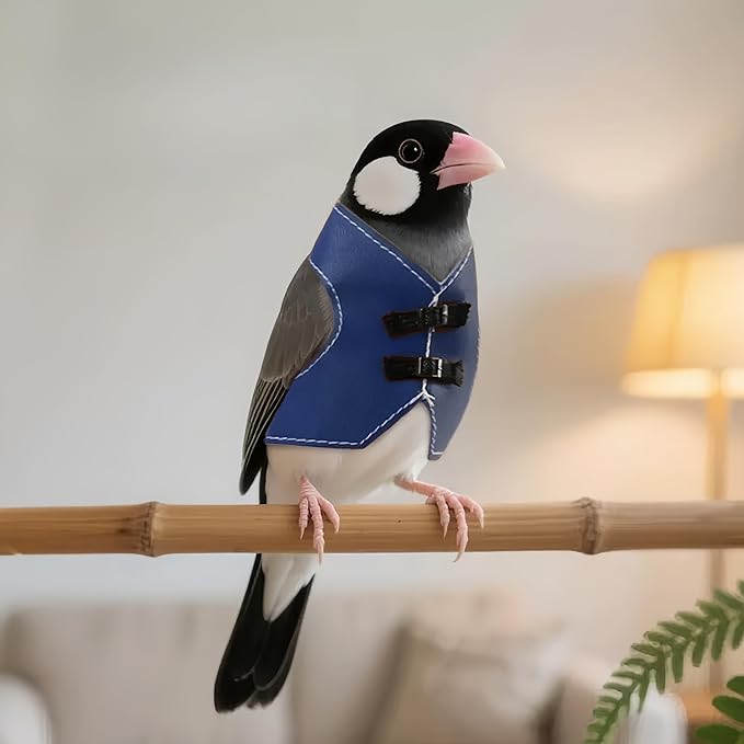 Bird Clothes, Parrot Leather Jacket, Cute Bird Costume Cosplay Photo Prop, Parrot Apparel for Eclectus, Budgerigar, African Greys Parakeet, Conure, Cockatiel, Love Birds-Cowboy Style,Blue,S