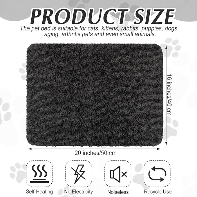 4 Pack Self Warming Cat Pads Self Heating Cat Mat Washable Homeless Dogs Thermal Pads Kennel Pad Reflects Body Heat Warm Crate Bed Mat for Indoor Outdoor Pet(Black,16 x 20 Inch)