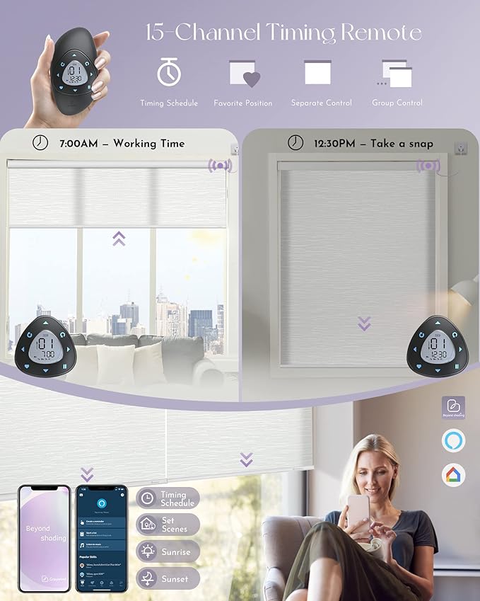 Graywind Motorized Light Filtering Shades Compatible