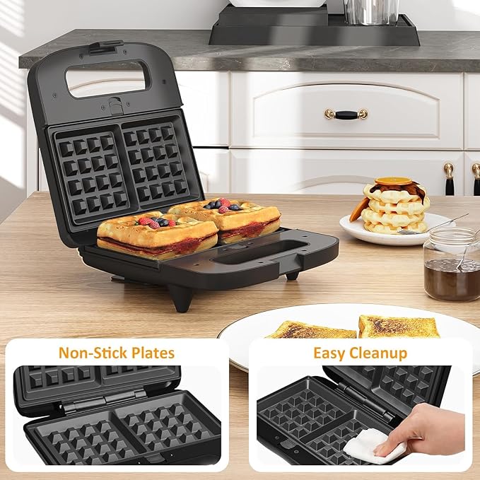 Sunvivi Waffle Iron, Panini Press Grill and Sandwich Maker Set, 3 in 1 Electric
