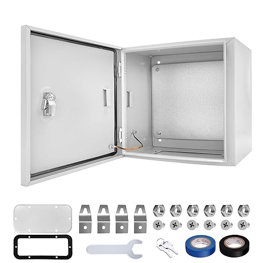 Outdoor Electrical Box 12 x 12 x 8''D NEMA 4X Enclosure Steel Box, Waterproof &