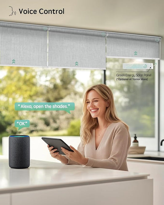 Yoolax Motorized Blinds with Remote, Automatic Window Shades Compatible with