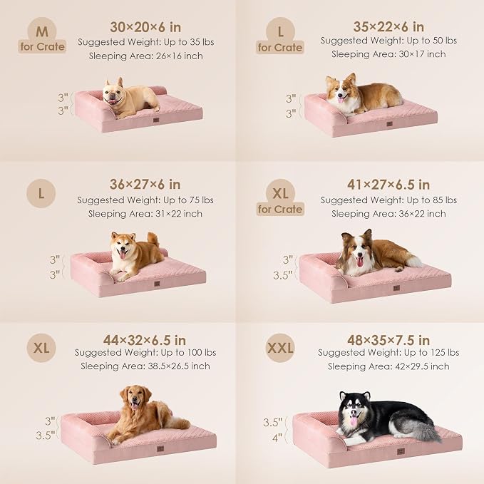 EHEYCIGA XXL Dog Bed Memory Foam, Orthopedic Giant Dog Bed Jumbo with Washable Removable Cover, Waterproof Pet Sofa Couch with Nonskid Bottom, 48x35x7.5, Pink | Washable Removable Cover, Waterproof Flat Pet Sofa Couch with Nonskid Bottom, 48x35x7.5