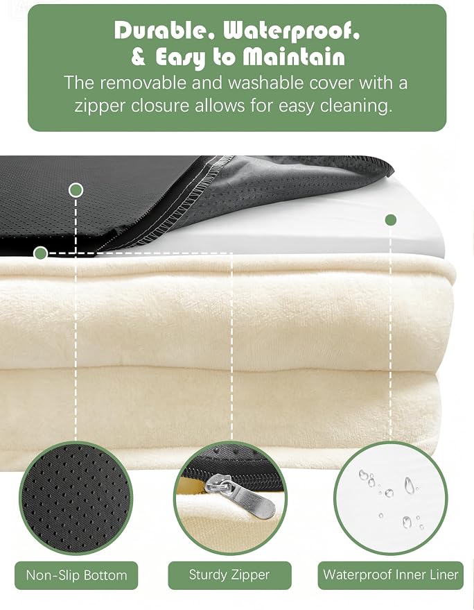 Spotted Play Orthopedic Dog Bed with Sides - Sofa Beds for Large Dogs, Supportive Foam Pet Couch Bed with Washable Removable Cover, Waterproof Lining and Non-Slip Bottom, Ivory - L