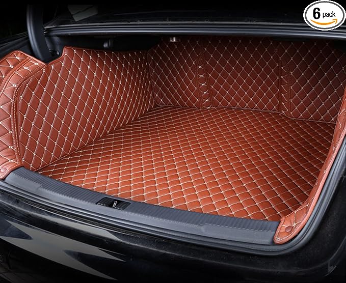 SUV Trunk Mat Compatible with BMW X5 7 Seater 2014-2018 Heavy Duty Back Seat Cover & Rear Cargo Mat & High Side Panel - Brown