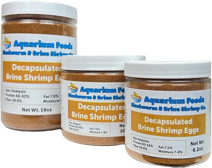 Aquatic Foods Inc. Decapsulated Brine Shrimp Eggs, Non Hatching Shell Free Artemia Cysts. These Eggs Ready to Feed Small Tropicals, Killies, Corals, Anemones, All Fry & Babies…6.2oz Small Round Jar