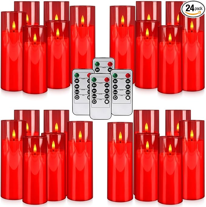 24-Pack Red Flameless LED Candles