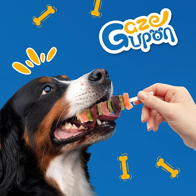 gazeupon Dog Treats, Multi-Flavored Kabobs Treats, High Protein Dog Chews, Made with Real Chicken, Duck, Beef, Rabbit, Salmon